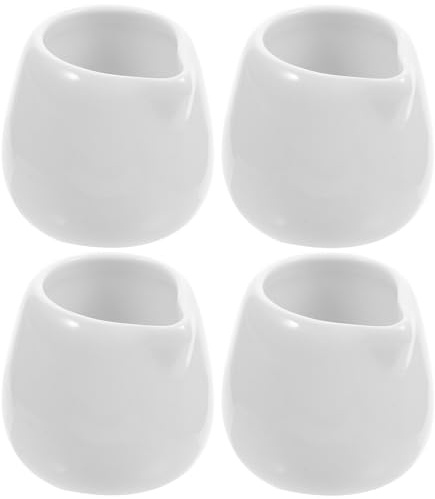 SAFIGLE 4 pièces Lot de Mini Saucières Céramique Blanche avec Bec Verseur Distributeur de Sauce pour Cuisine Résistant et Polyvalent pour Sauces Vinaigrettes et Jus