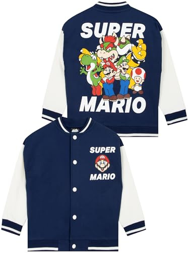 Super Mario Blouson Bombardier pour Garçon, blouson garçon avec Mario, Luigi, Bowser et Yoshi, veste enfant garcon