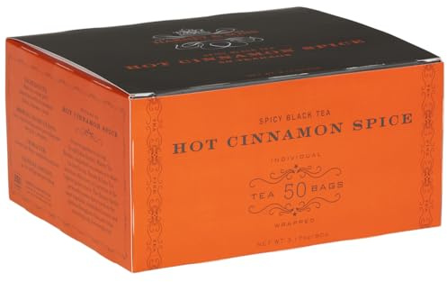Harney and Sons Hot Cinnamon Spice, a Spicy Black Tea with Cinnamon, Orange Flavors & Sweet Clove - 50 Teabags
