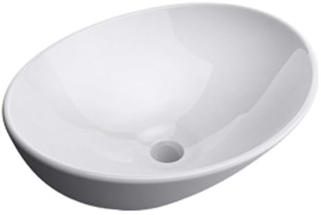 Durovin Bathrooms Ceramic Bathroom Basin - Countertop Sink Vessel - Oval Washing Bowl Sloping Wall (410 x 330 x 140mm)