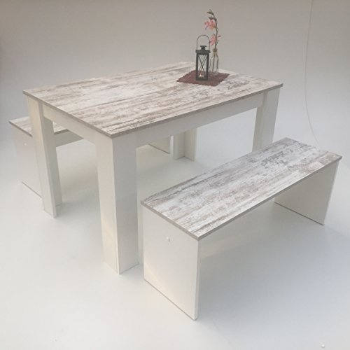 Möbel SD Esstisch Gruppe Canyon White Pine, weiß