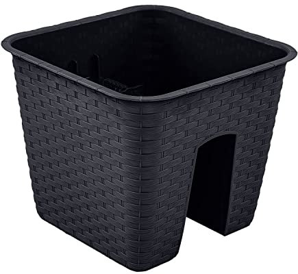 PAFEN Geländerkasten Blumenkasten Rattan-Optik DRLB280 8,5L anthrazit Balkonkasten Kasten