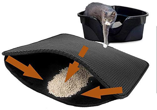 KUANDARYJ Leicht zu Reinigen Katzenklo Matte, Katzenstreu Matte Waben Design Katzenklo Unterleger wasserdichte Katzenklo Vorleger Doppelte Schichte Entwurf Bienenwabe Katzenmatte Stark, 40 * 50cm