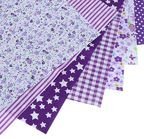 7Pcs 5x5cm Lila Blumen Baumwolle Stoff Stoff Stoff Baumwolle Gemischte Quadrate Bündel Nähen Quilten Handwerk für DIY Handwerk Nähen Scrapbooking Quilten Kit