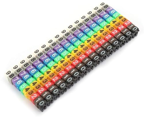 150 Piezas Marcadores Numéricos para Cables con Clip de Plástico de Colores -1.5mm Juego de Identificación y Organización para Instalaciones Eléctricas (150PCS -1.5MM 1.5 Square)
