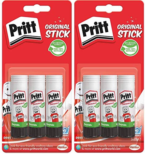 Pritt Glue Stick, Safe & Child-Friendly Craft Glue for Arts & Crafts Activities, Strong-Hold Adhesive for School & Office Supplies, 3x22 g Pritt Stick,2