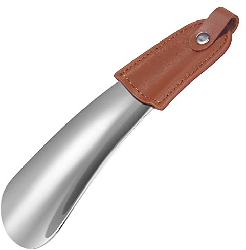 Shakico Travel Shoe Horn Metal, 6.6 Long Shoe Helper Shoehorn for Men, Kids and Seniors