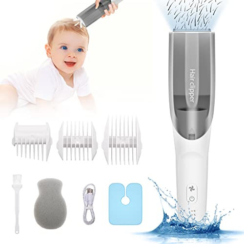 CARER SPARK Baby Haarschneider mit Vakuumfunktion, Leiser Akku-Trimmer für Kleinkinder Wasserdicht USB Wiederaufladbar Kinder Haarschneidemaschine mit 3 Führungskämmen Ideal für Babyhaarschnitte