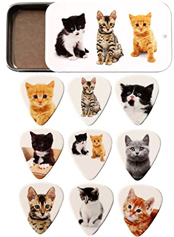 Tin of 9 Kitten Guitar Plectrums - Harmony Picks