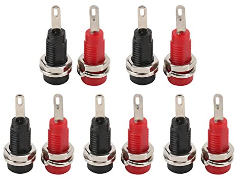2 Mm Bananenbuchse, 10 Stück 2 Mm Bananenbuchse Adapter Panel Mount Binding Post für 2 Mm Bananenstecker Steckverbinder Schwarz und Rot, Steckverbinder und Adapter