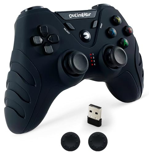 DuLingKer Controller PC Wireless, Controller PS3 PC Joystick con Hall Effect Joystick e Doppia Vibrazione, Wireless 2,4G Gaming Gamepad per Windows 11 10 8 7, PS3, Android TV, Steam, Raspberry Pi
