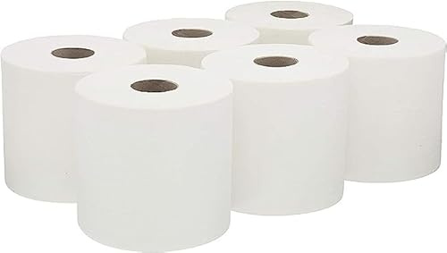 Bargain Factory - Strong Cleaning Centrefeed Rolls – for Cleaning & Hygiene - Multipurpose - Ideal for Kitchens, Restrooms, and Offices - Extra Long Centrefeed Roll - White (Pack of 6)
