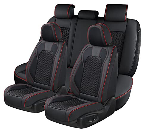 Coverado Sitzbezüge Auto Leder Komplettset, Wasserdichtes Autositzbezüge für 5-Sitze, Universell Sitzbezug Auto Sitzschoner Kompatibel für Limousinen SUV Pickup LKW,Seat Cover