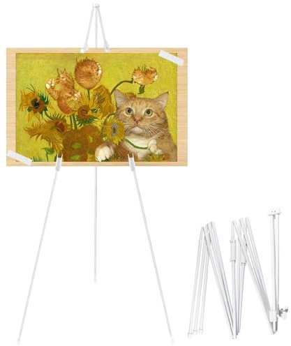 WeeGoo Staffelei für Hochzeit, 160 cm, faltbar, für Künstler, Staffelei, Posterständer, Metallstativ für Ausstellungen, Malerei, Willkommensschild, Weiß, 2 Stück