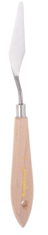 sourcing map No.9 Painting Palette Knife Stainless Steel Pointy Spatula Pallet Knife with Beech Wood Handle for Oil Acrylic Paint Canvas Mixing Spreading