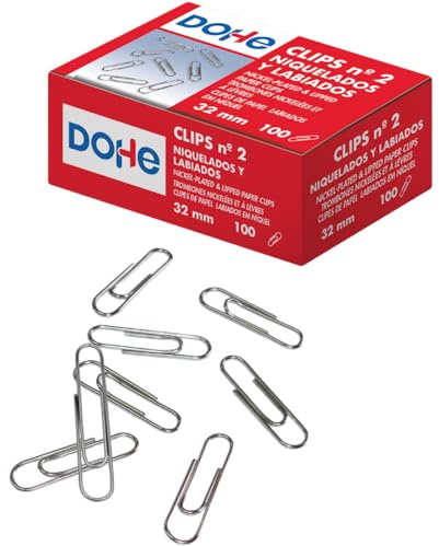 Dohe - Clip nichelate per contenere fogli (1000 pz.) - N.2, 32 mm - Attrezzature per ufficio