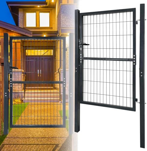 FIVMEN Valla doble para jardín, puerta de metal, 150 x 100 cm, puerta doble, incluye cerradura y cerradura