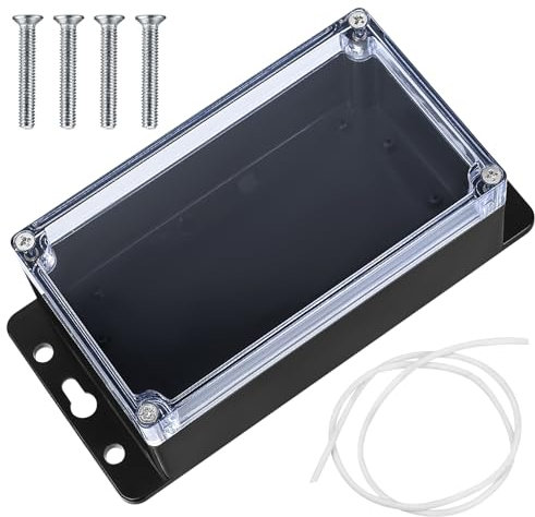 IP65 Waterproof Junction Box, Electronics Project Box, Plastic Clear Cover Project Junction Box Enclosure Case, Electrical Box Outdoor Cable Connector Boxes (black transparent, 158X90X64MM)