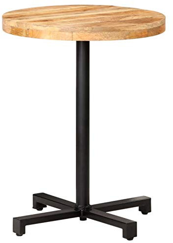 CIADAZ Bistrotisch, Gartentisch, Balkontisch, Balkon Tische, Beistelltisch Garten, Gartenesstische, Beistelltisch Outdoor, Rund Ø60x75 cm Raues Mangoholz