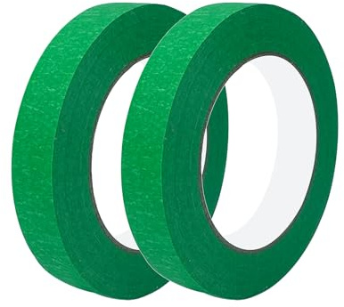 Qrity 2 Ruban de Masquage à Usage Général 24mm x 50m, pour la Protection des Surfaces Lors de Travaux de Décoration/Peinture, Vert