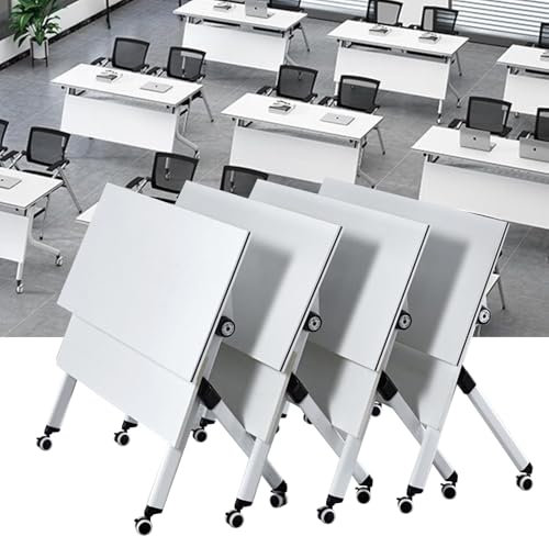 WXFKLDJ 4 Pack, Konferenzraumtische 4Er-Pack Klappbare Besprechungstische 47,2 Zoll Einzelner Mobiler Schulungstisch Seminartische Mit 360°-Mobilitätsrädern Für Das Home-Office-Klassenzimmer
