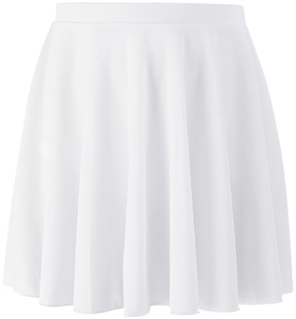 SPFASZEIV Jupe de Ballet pour Enfants Jupes de Danse à Enfiler pour Filles Maill élastique Jupes Blanc L