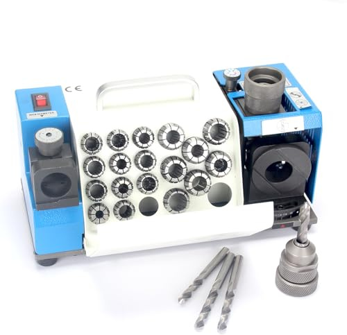 Drill Bits Sharpener, MR-13A Drill bit Grinding Machine 3-15mm, 95° to 135° Point Angle Adjustable Drill Bit Re-Sharpener, Portable Bits Sharpening Machine with 13 Collets (MR-20G(RANGE:3-20MM))