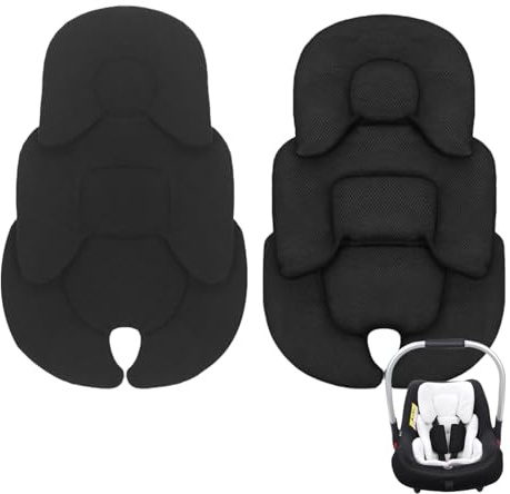 Liemuao Coussin de Siège Réversible pour Poussette, Coussin Réducteur de Siège Auto Confortable Sécurisé pour Tête et Corps, Coussin Soutien pour poussettes, nacelles et sièges Auto (Noir)