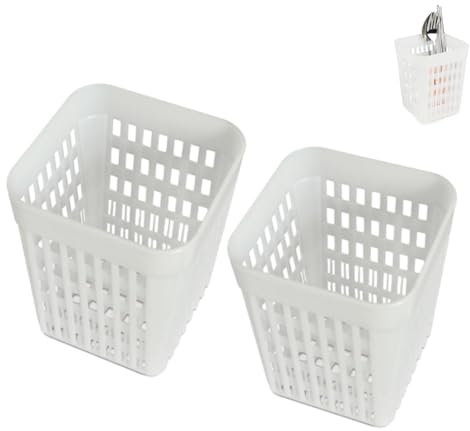 2 piezas Cesta de plástico para lavavajillas, cesta de almacenamiento para tenedor, cuchara, ayudas de cocina, cesta de lavavajillas para cubiertos pequeños objetos pequeños, cesta superior para lavav