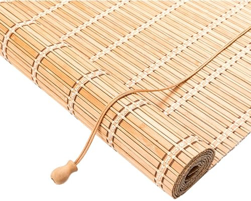 Bambus-Rollo für Innen/Außen/Garten, Terrasse, Retro-Römischer Schatten mit Verdunkelungs-Sonnenschutz, Anti-UV-Schutz und Privatsphäre, umweltfreundlich, natürliches Material, Fensterläden,