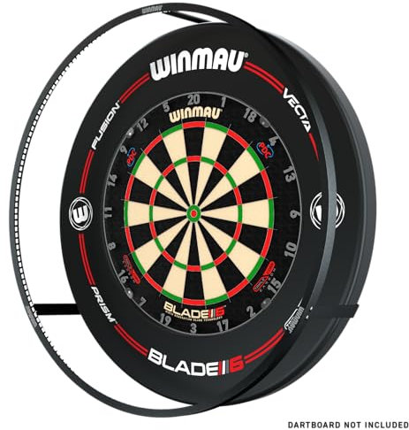 WINMAU Plasma Dartboard-Lichtpaket - Schwarzes 360-Grad-Licht mit schwarzer Pro-Line-Dartboard-Umrandung