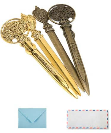 Brieföffnermesser, 4 Stück, dekorativer Brieföffner, Vintage-Brieföffner, antiker Umschlagöffner, Umschlagschneider, Brieföffner für Briefumschläge, Brieföffner