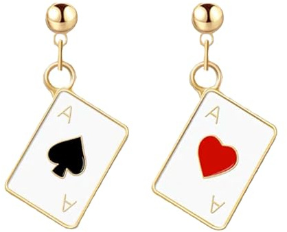 Poker Ohrringe für Frauen,Schöne Aces Poker Ohrstecker,Hypoallergene Herzen Pik Ace-Ohrringe,Lustige Ohrringe Schmuck Geschenk für Ohrschmuck Festival Party Dekoration