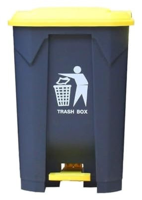 Poubelle Commerciale À Pédale, Poubelle Collecteur À Pédale Step-on, Poubelle Extérieure en Plastique, Conception Unique Et Excellente Finition (Gray Yellow 100L)