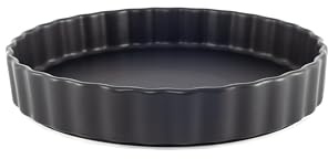 Hanseküche Moule à quiche en céramique, 28 cm, rond, avec revêtement antiadhésif et bord haut, moule à tarte aux fruits, résistant aux rayures et aux coupures, noir