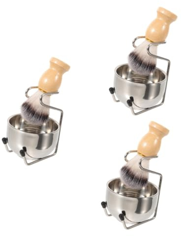 FRCOLOR 3 Sätze frisör zubehör barbershop zubehör Bartpflege Werkzeug Set shaving set for men bartbürste set Gel Trimmer Borste Creme Bausatz Friseursalon Rasierpinsel manuelle Rasur Holz