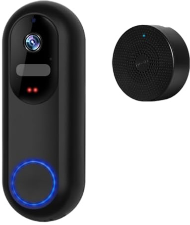 UCOCARE WLAN Video Türklingel mit Kamera, 2K-HD-klingel mit Chime, 2,4G WLAN,Ultraweitwinkel, Fernzugriff, Nachtsicht, Video Doorbell WiFi, Unterstützt SD & Cloud-Speicher, IP66 Wasserdicht