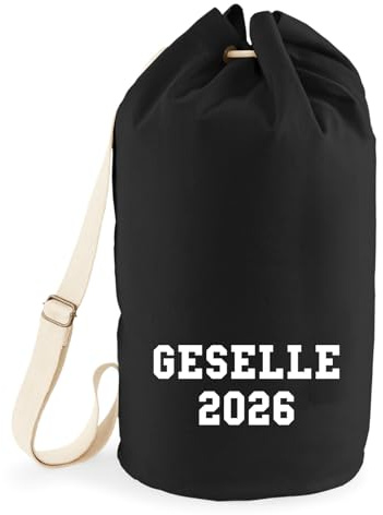 Huuraa Seesack Geselle 2026 Ausbildung 20 Liter Black Baumwolle Rucksack Geschenkidee