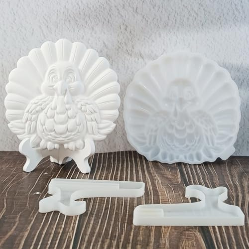 ALEFBET Silikonform Reliefornamente mit Präsentationsständer Gießform,Silikonformen Gießformen,Silikon Gießform,Gipsformen zum Gießen,Epoxidharz Formen (Truthahn S1807)
