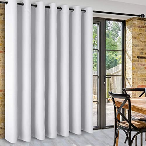 DWCN Raumteiler Vorhänge Grau Weiß,H243xB304cm,Blickdichte Gardinen mit Ösen Thermovorhang Verdunkelung Extra Breite Vorhang Schallschutz für Wohnzimmer,Schlafzimmer,Büro Kinderzimmervorhänge,1 Stück