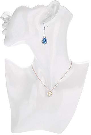 HERCHR Bijoux buste mannequin, mannequin stand de boucle d'oreille Resins Collier Affiche pour exposition de bijoux, collier, boucles d'oreilles, anneaux (Blanc)