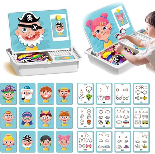 Magnetisches Puzzle Gesichter-Anziehspiel Reisespiel Doppelseitiges Vorschulerziehungs-Lernspielzeug für Kinder, Gesichter Puzzle Spiel, Reisespiele Magnetisch für Kleinkinder Von 3-6 Jahren (A)