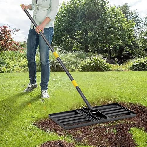 YWPYMX Rastrello livellatore per prato, livellatore in acciaio inox, adatto per condimento del terriccio, abbellimento del cortile, terreno terreno, sabbia, sporco, erba, attrezzi da giardino di