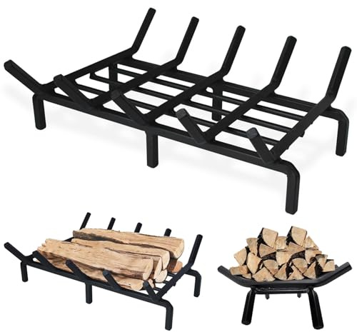 CAKEEYUM Fireplace Grate 16in Iron Fire Pit Grate Heavy Duty Support Log Holder for Inside Fireplace Home Camping Outdoor Hearth Essentials