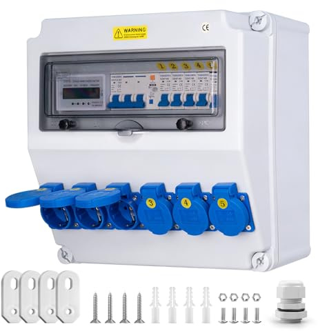 TRWUDRFA Distributore a parete completo cablato (6 x 230 V+LS+FI+Contatori)