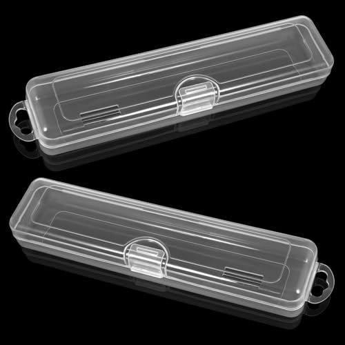 PEOVLVN 2 Pack Tongue Scraper Case Only Tongue Cleaner Case Transparent Plastic Storage Box for Travel Tongue Scraper Holder Tongue Brush etc