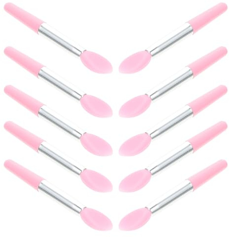 VALICLUD Brochas para Labios de Silicona 10 Unidades Aplicadores de Maquillaje para Mujer Resistente y Hipoalergénico Kit Portátil para Sombras de Ojos y Barra de Labios Color Rosa