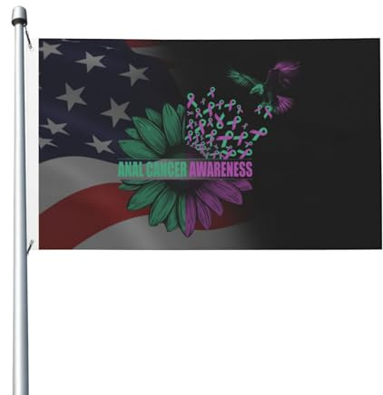 vivace Drapeau de jardin Sensibilisation au cancer anal du tournesol Double face Drapeau avec œillets métalliques 3x5 Ft pour Décoration extérieure,patio,Décoration intérieure