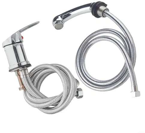 Miscelatore monocomando con doccetta estraibile, rubinetto ad alta pressione con tre connettori, tubo da 120 cm, per barbiere e letto shampoo, colore: argento