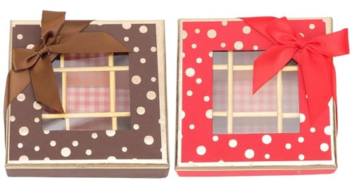 LRXIYODE 2 Stück Pralinenschachtel aus Papier 12X12X4cm Geschenkbox Süßigkeiten Verpackung Valentinstag Partygeschenkbox
